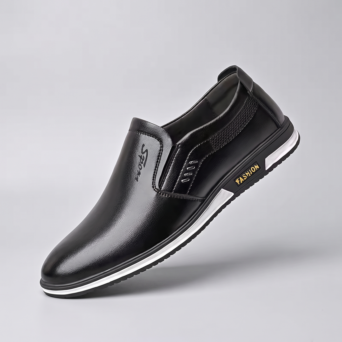 Rupert Smart Leather-Look Trainers - Black