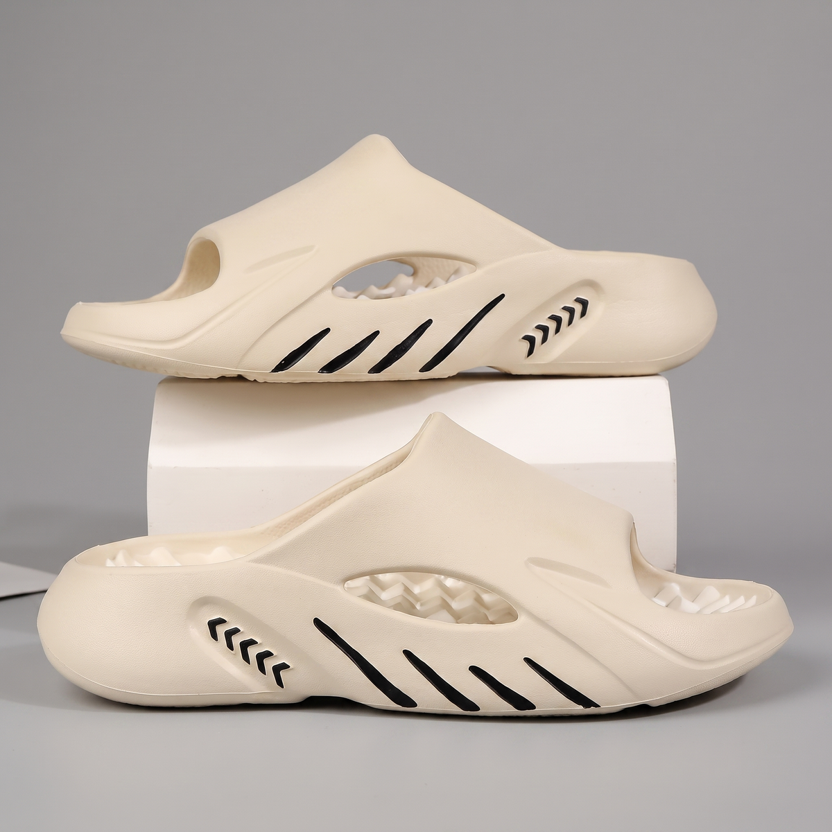 Sandford Massaging Footbed Slides - Beige