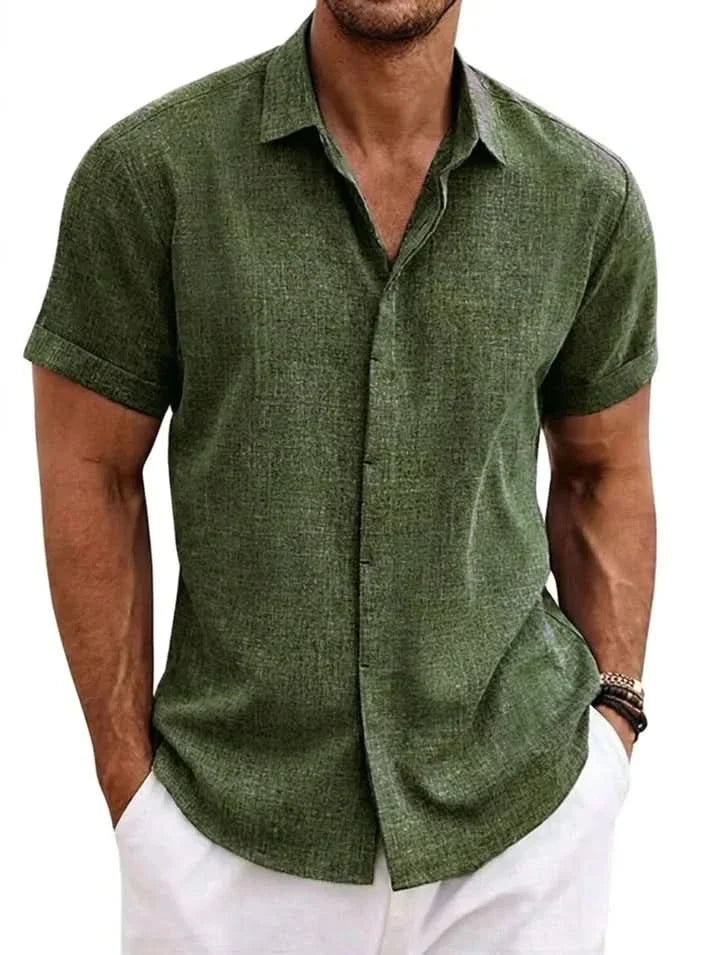Seabrook Lightweight Linen Shirt - Army Green