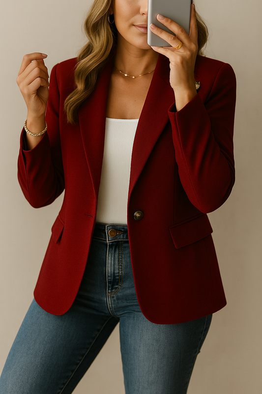 Serenelle Tailored Blazer - Wine Red