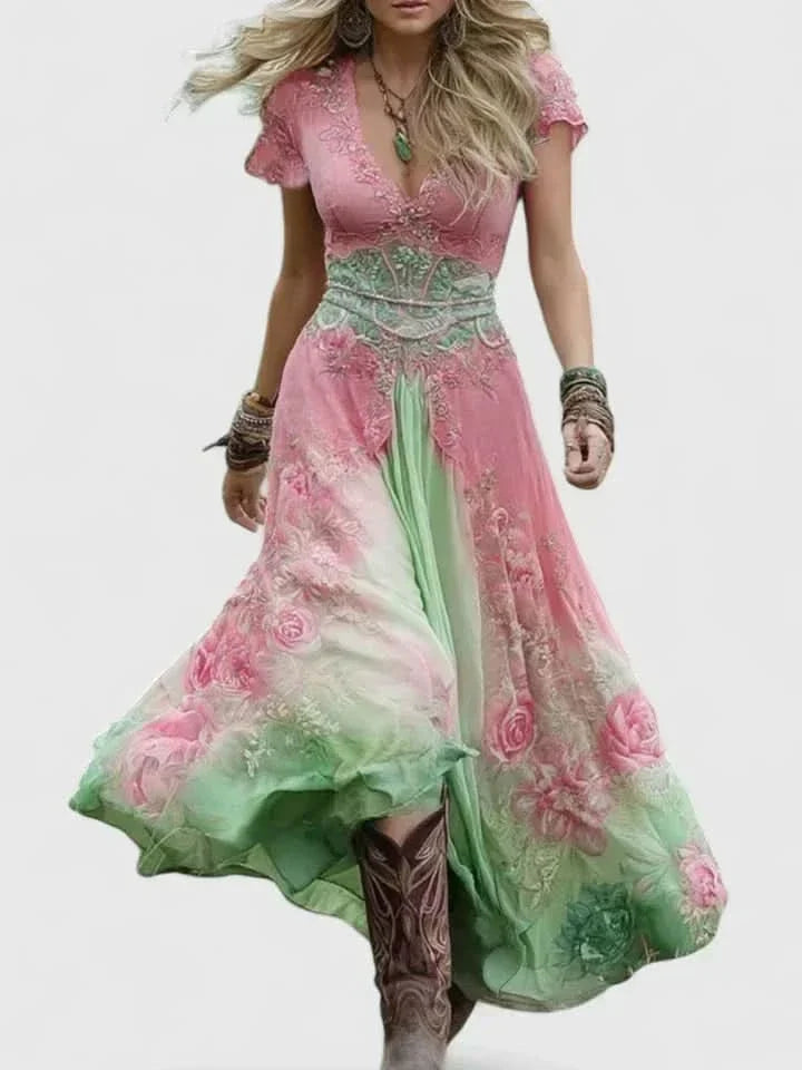 Sophia Elegant Maxi Dress - Pink