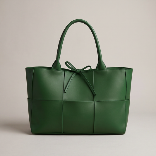 Sophisticated Leather-Look Tote - Emerald