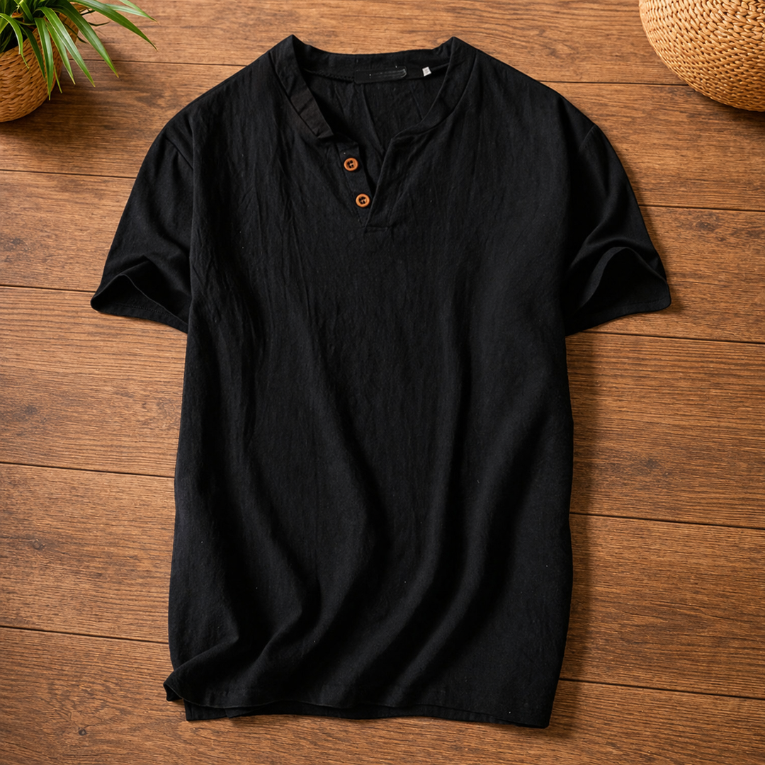 Stratford Relaxed Fit Henley - Black