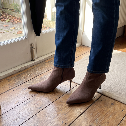 Suede-Look Pointed Ankle Boots