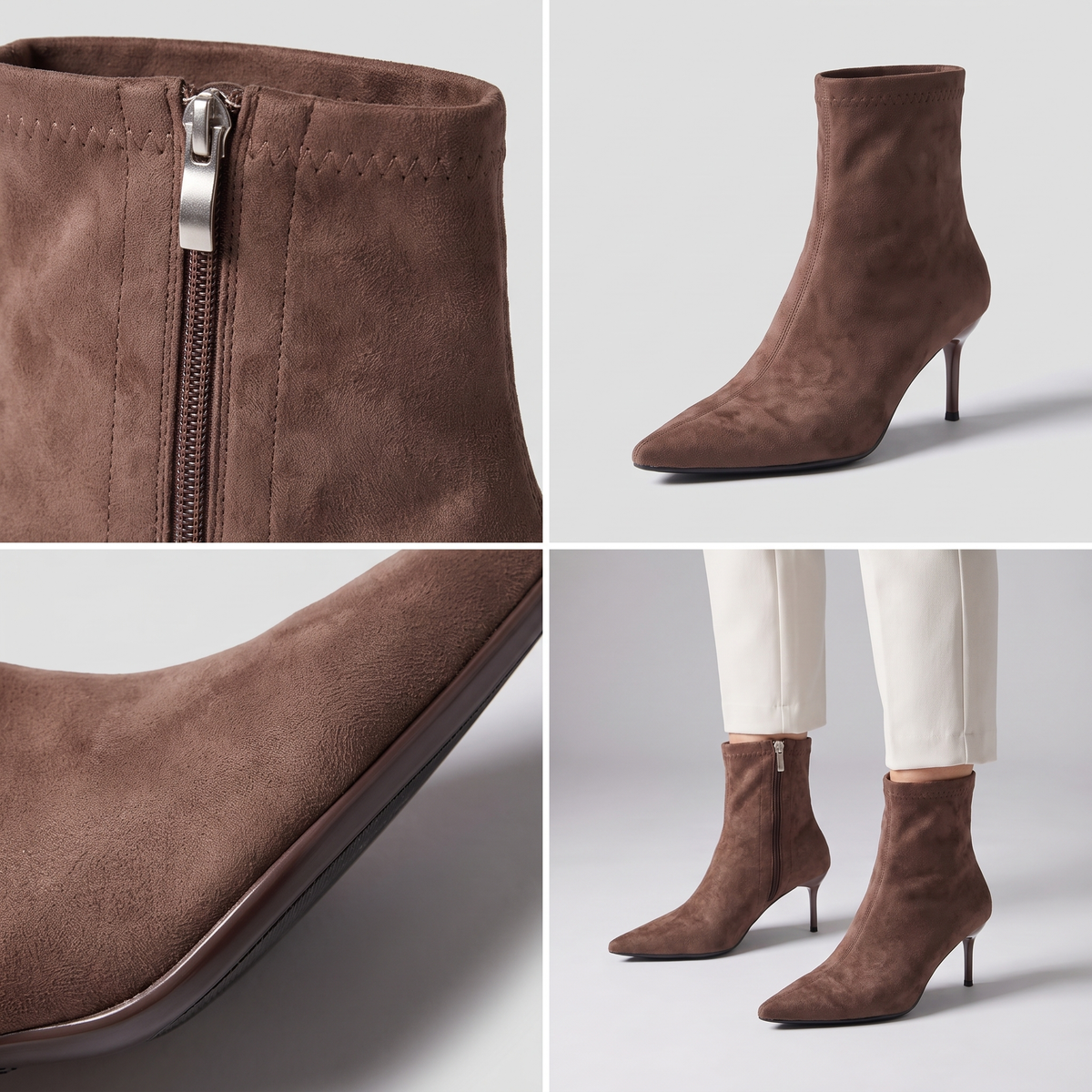 Suede-Look Pointed Ankle Boots