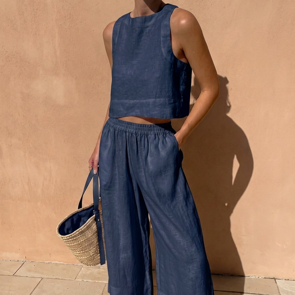 Suttonvale Wide-Leg Summer Set - Dark-Blue