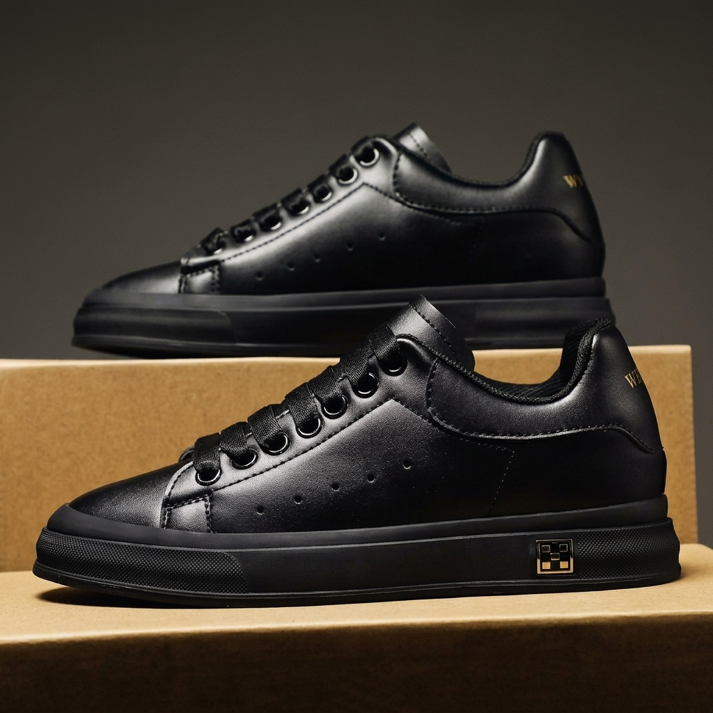 Trevellan Hidden-Lift Leather-Look Shoes - Black