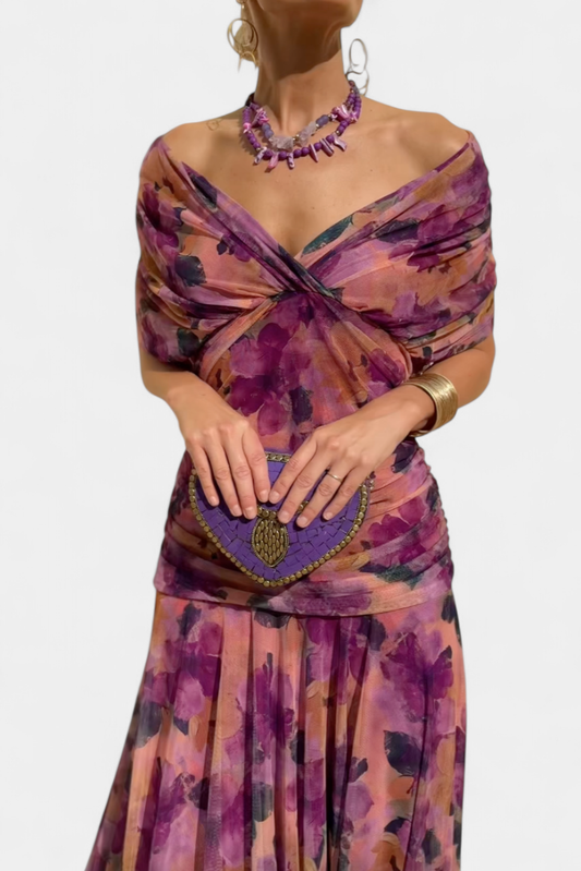 Valentina Wildflower V-Dress - Purple