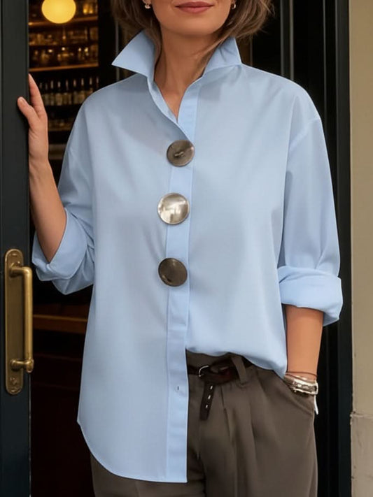 Vera Elegant Collar Blouse - Blue