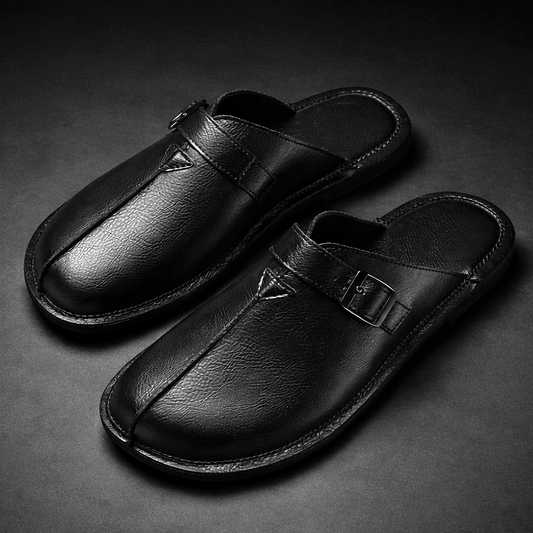Whitcombe Leather-Look Mules - Black