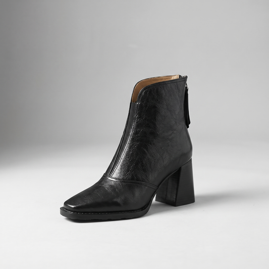 Whitney Leather-Look Ankle Boots - Black