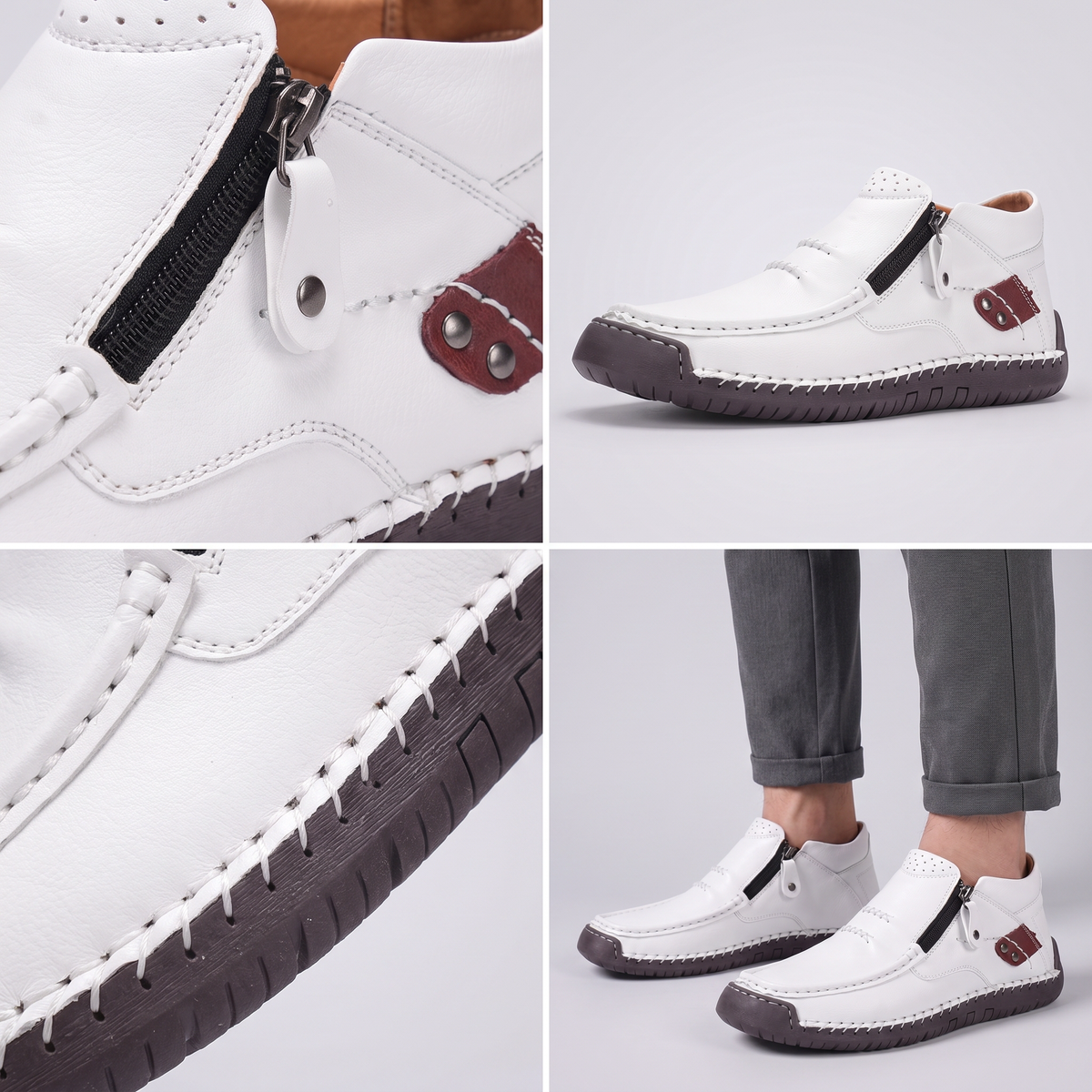 Wide Fit Leather-Look Walking Boots