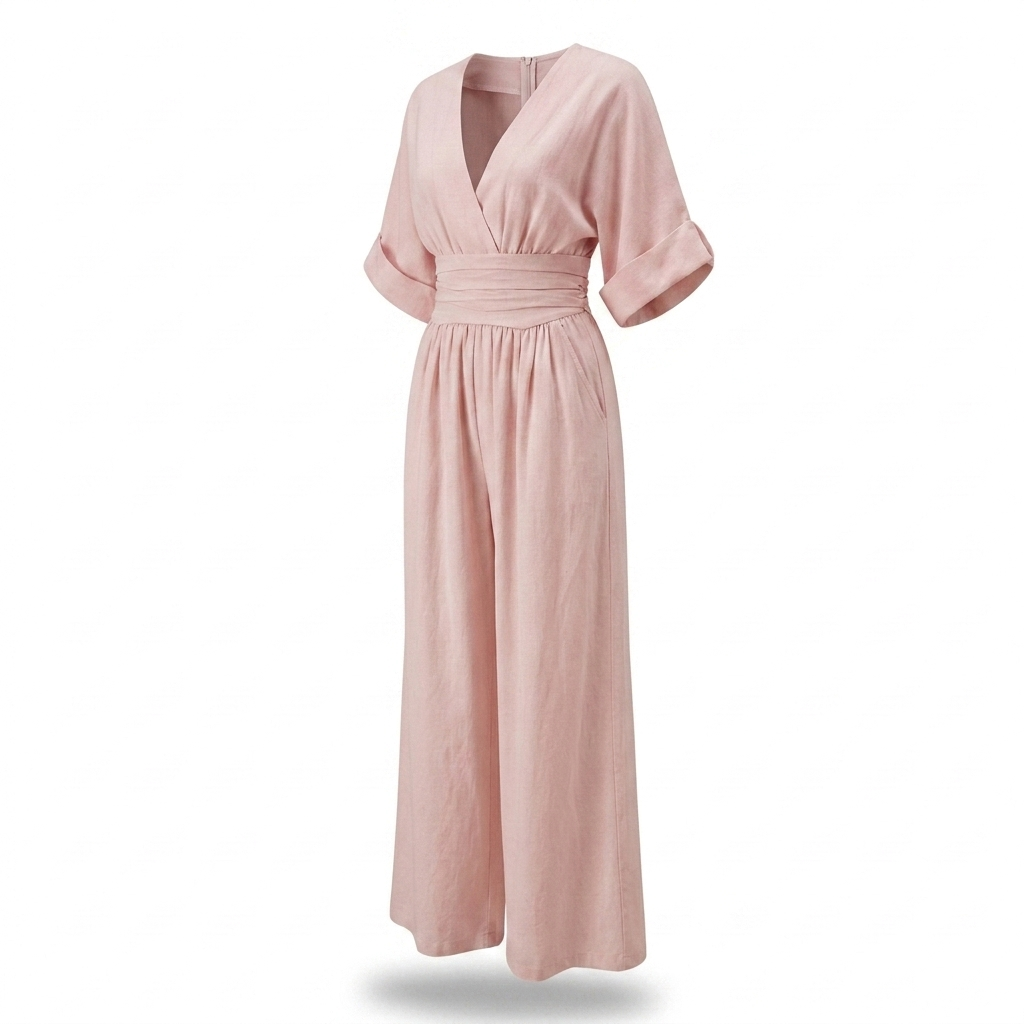Winbourne Flowing Wide-Leg Jumpsuit - Light Pink