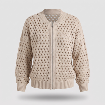 Gwendoline Openwork Knit Jacket - Beige