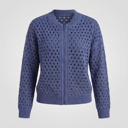 Gwendoline Openwork Knit Jacket - Blue