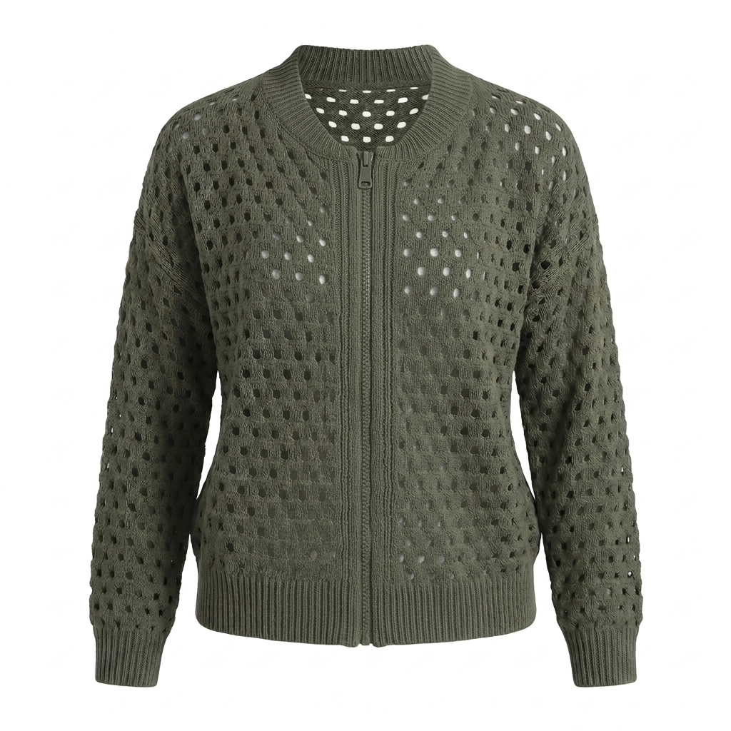 Gwendoline Openwork Knit Jacket - Green