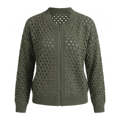 Gwendoline Openwork Knit Jacket - Green