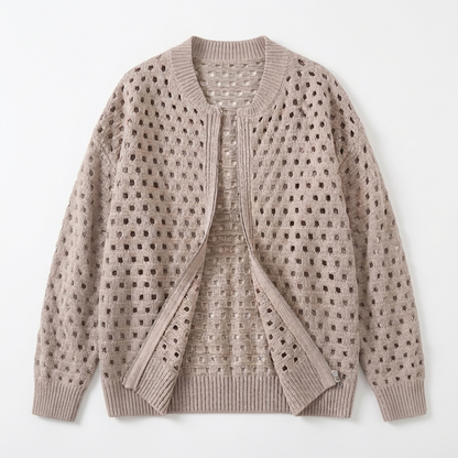 Gwendoline Openwork Knit Jacket - Khaki