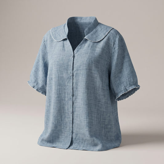 Adèle Linen Blouse - Blue