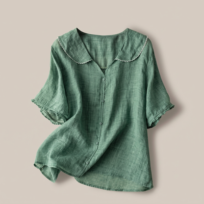 Adèle Linen Blouse - Green