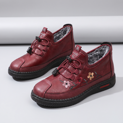 Agnes Cosy Moccasin Shoes - Red Plush
