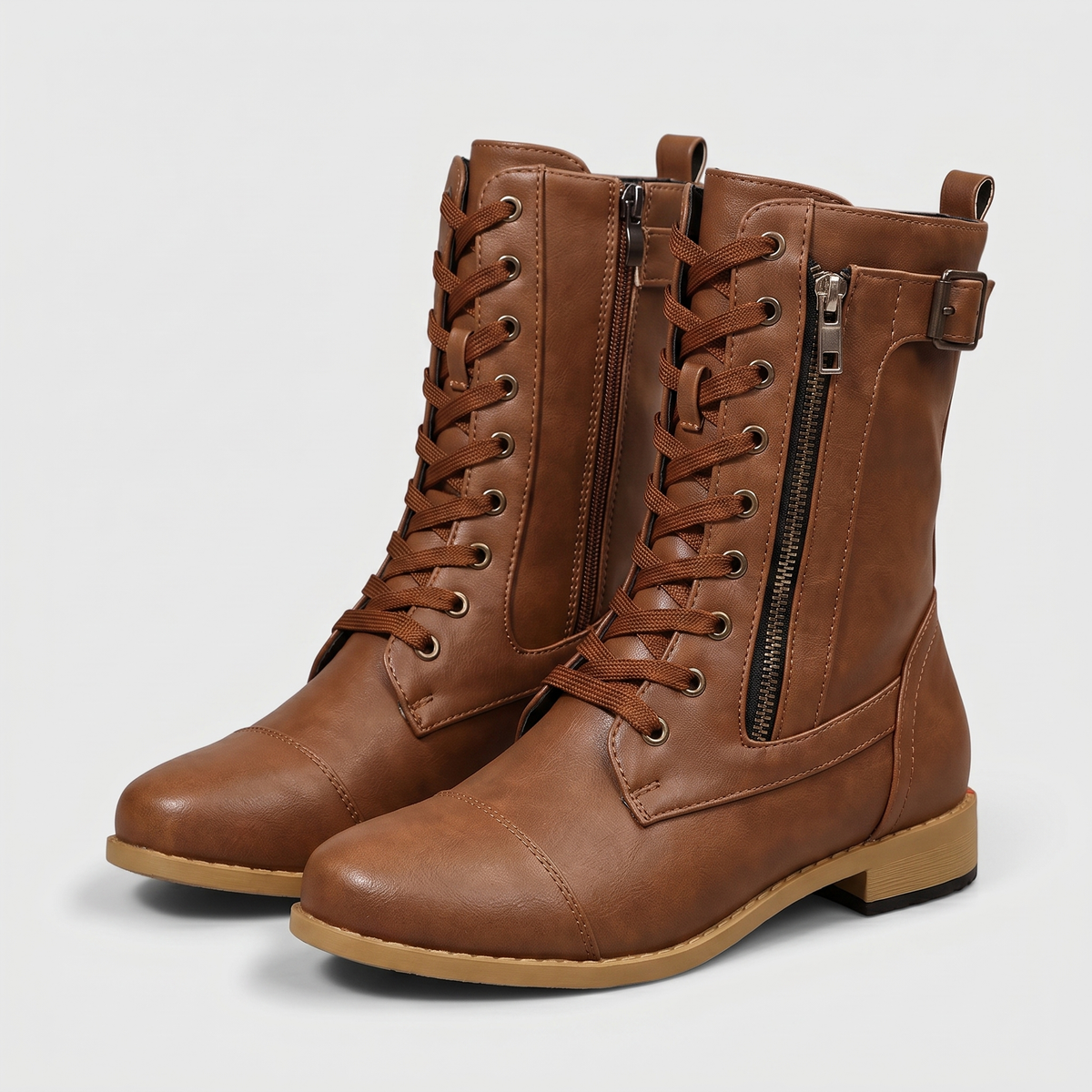 Ainsworth Leather-Look Boots - Light Brown