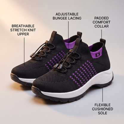 Ainsworth Stretch-Fit Walking Shoes - Grey and Pink