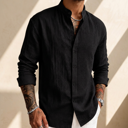 Albrighton Soft Linen Button Shirt - Black