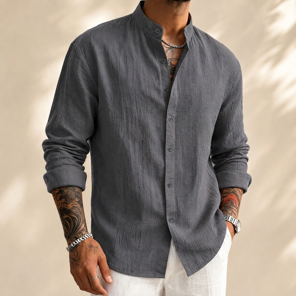 Albrighton Soft Linen Button Shirt - Grey
