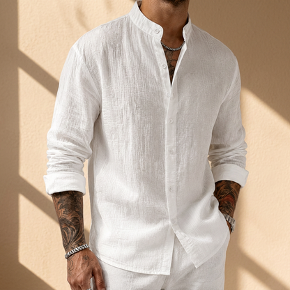 Albrighton Soft Linen Button Shirt - White