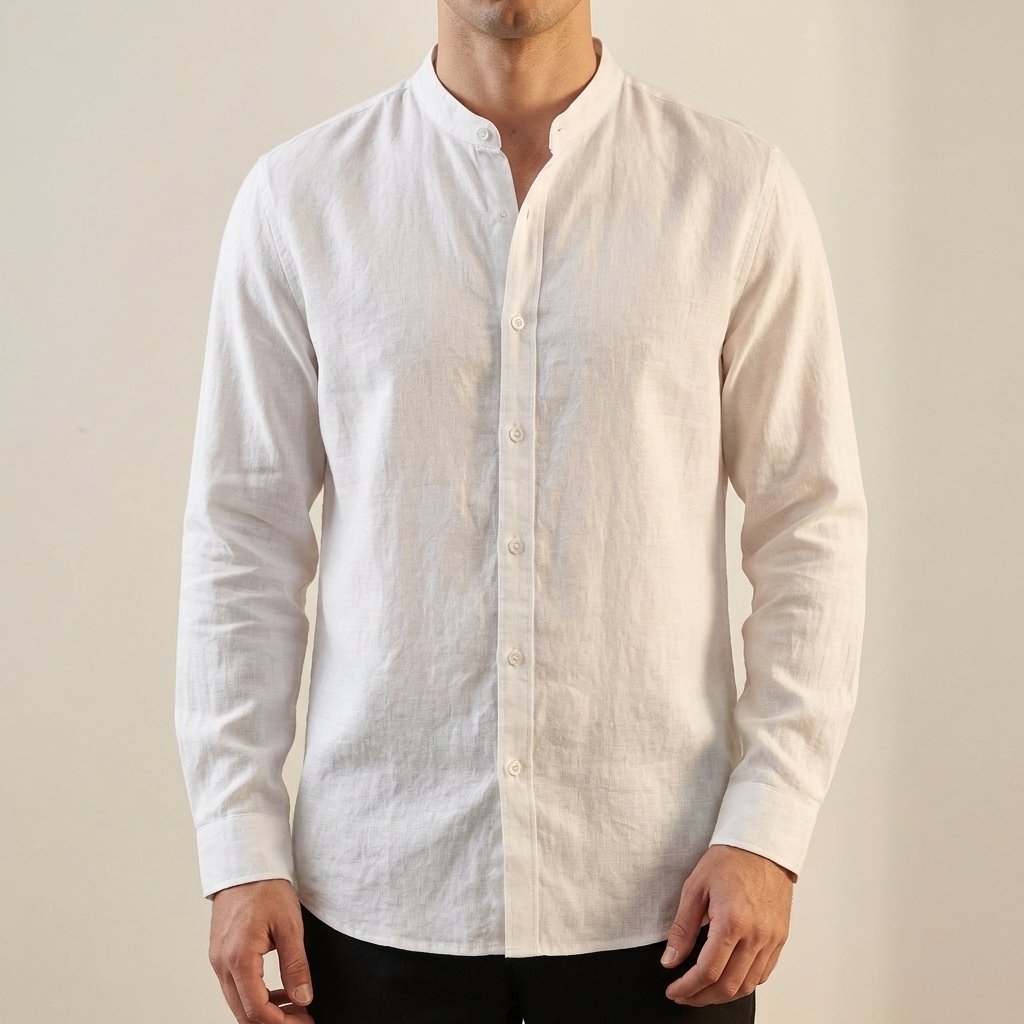 Alderley Grandad Collar Shirt - White