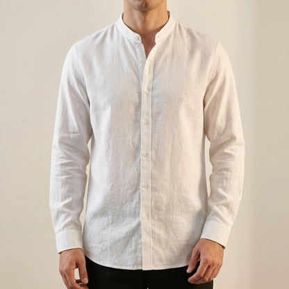 Alderley Grandad Collar Shirt - White