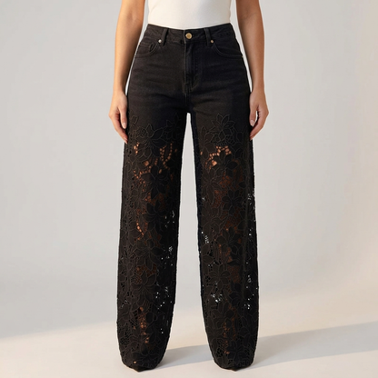 Aldersley Lace-Panel Patchwork Jeans - Black