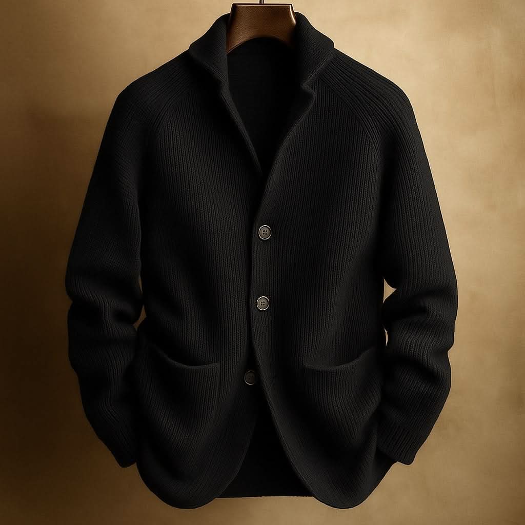 Aldric Ribbed Cardigan - Black
