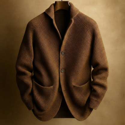 Aldric Ribbed Cardigan - Brown