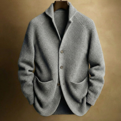 Aldric Ribbed Cardigan - Grey
