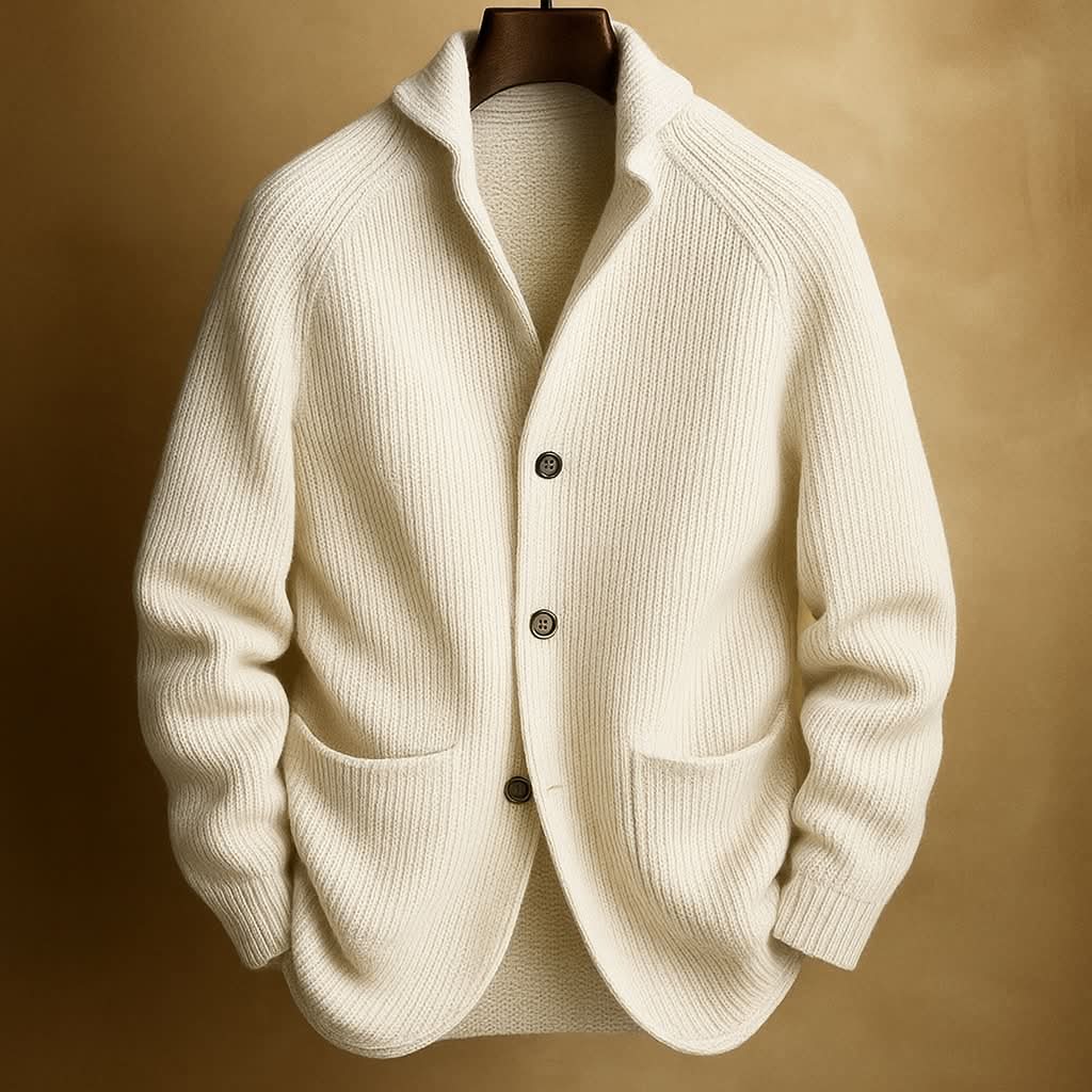 Aldric Ribbed Cardigan - White