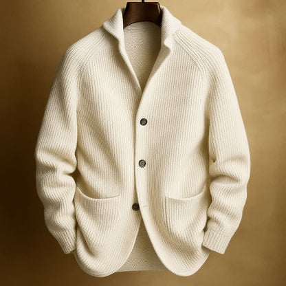Aldric Ribbed Cardigan - White
