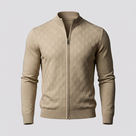 Aldric Zip Cardigan - Beige