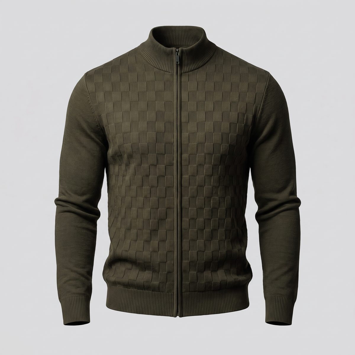 Aldric Zip Cardigan - Green