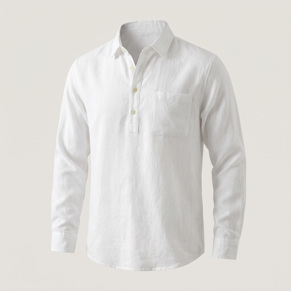 Aldridge Grandad Collar Shirt - White