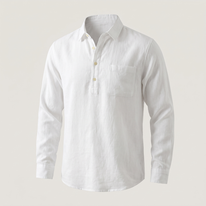 Aldridge Grandad Collar Shirt - White