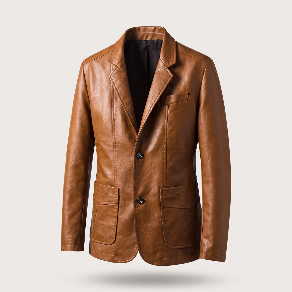 Alessandro Leather-Look Blazer - Cognac Brown