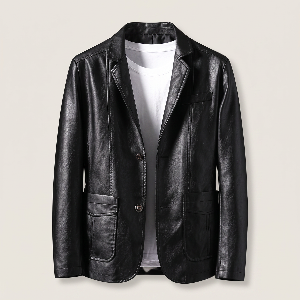 Alessandro Leather-Look Blazer - Obsidian Black