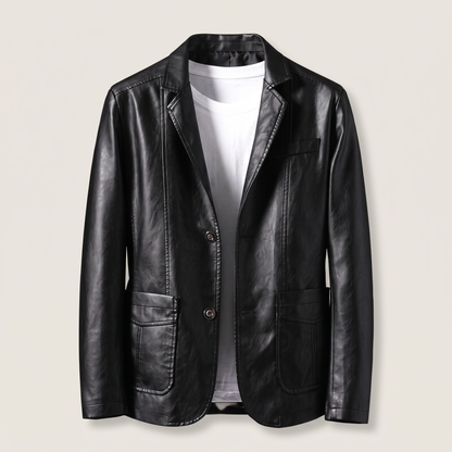 Alessandro Leather-Look Blazer - Obsidian Black