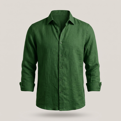 Alfie Linen Shirt - Dark Green