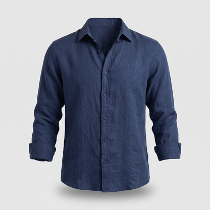 Alfie Linen Shirt - Navy