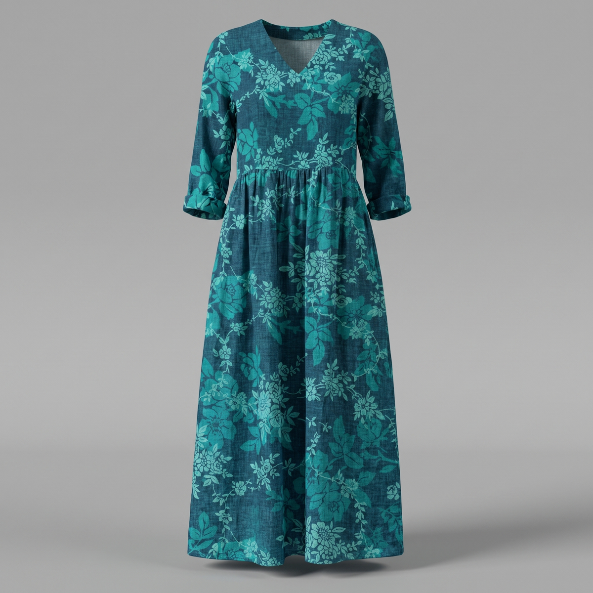 Alina Blossom Midi Dress - Dark Blue