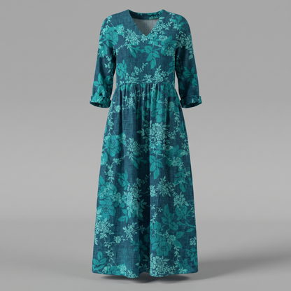 Alina Blossom Midi Dress - Dark Blue