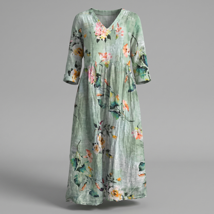 Alina Blossom Midi Dress - Green